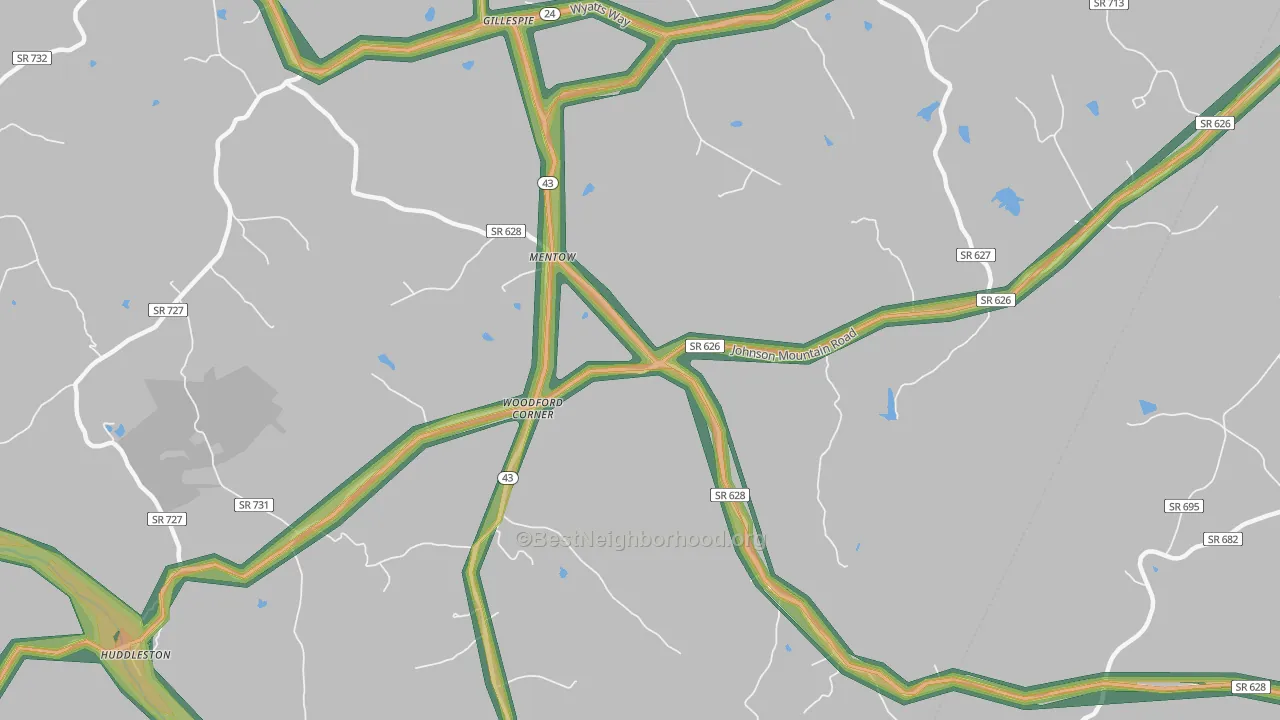 Mentow, VA Map of Noise Levels in Mentow