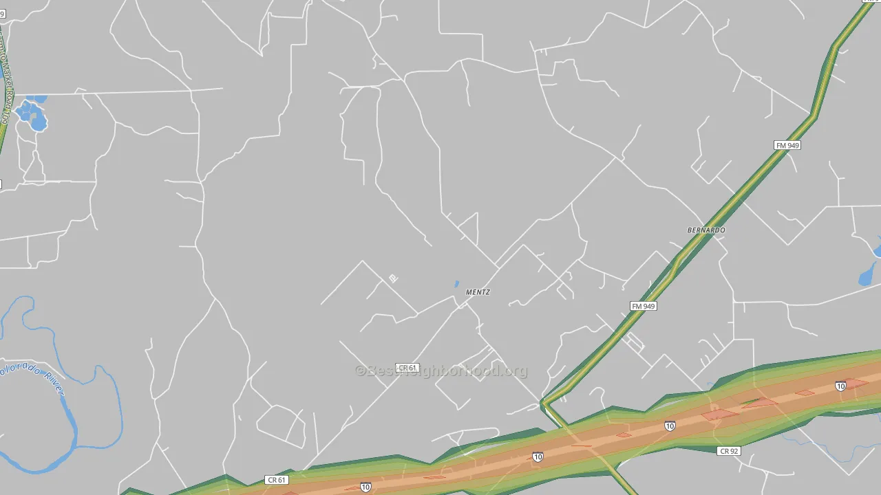 Mentz, TX Map of Noise Levels in Mentz
