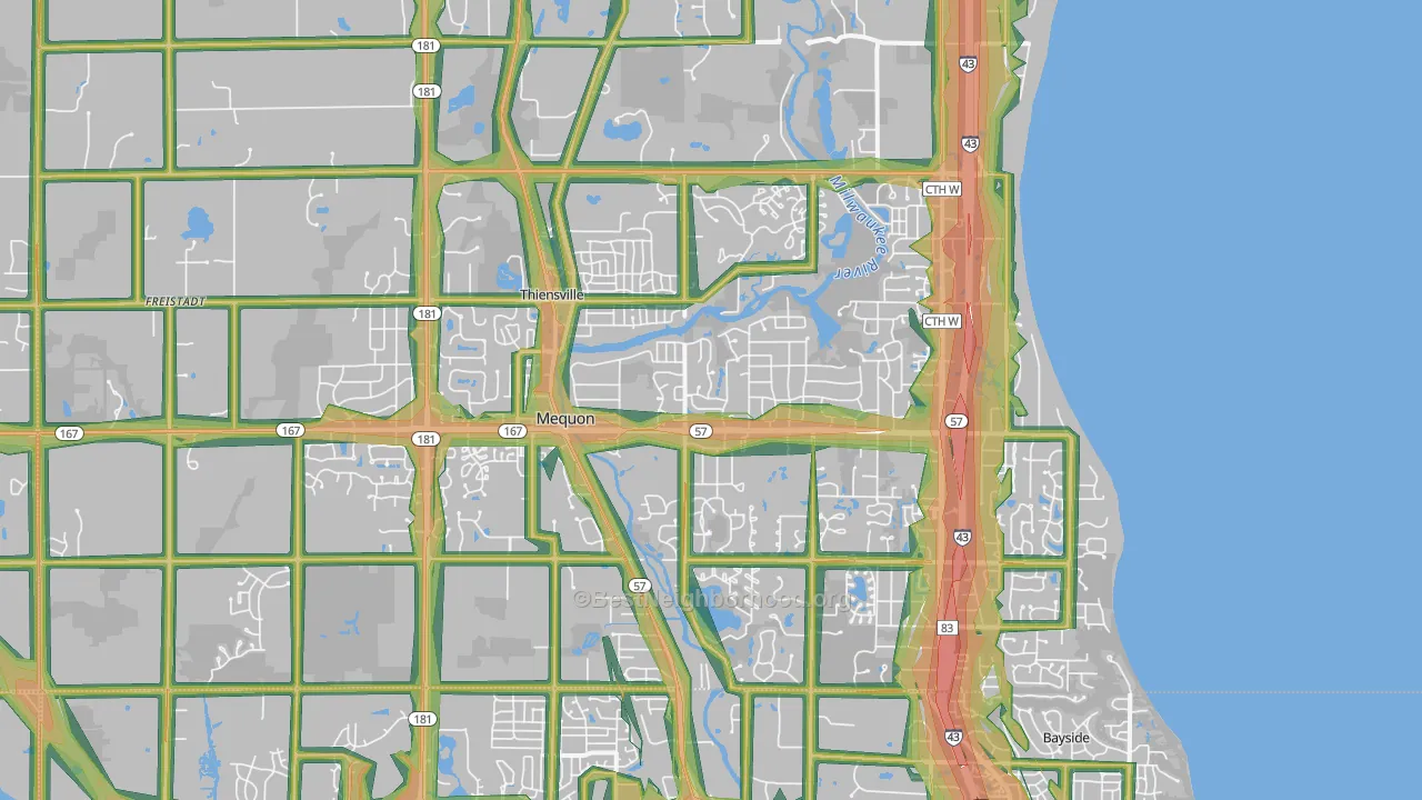 Mequon, WI Map of Noise Levels in Mequon
