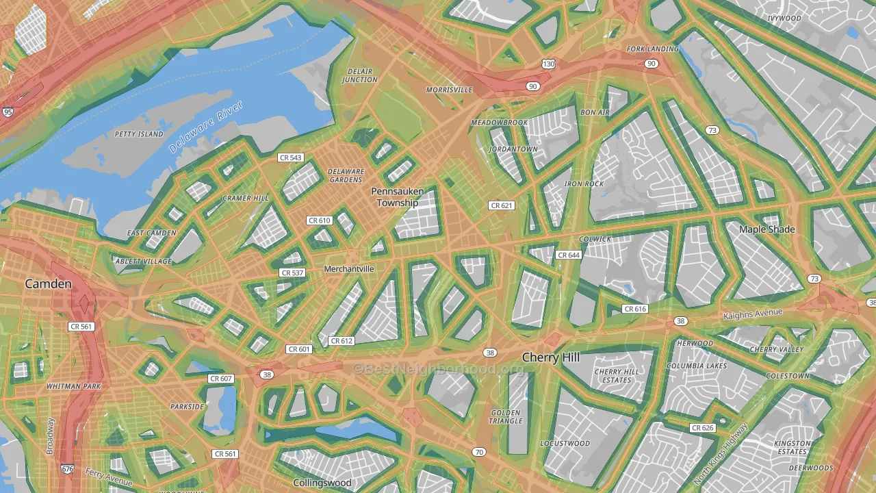Merchantville, NJ Map of Noise Levels in Merchantville