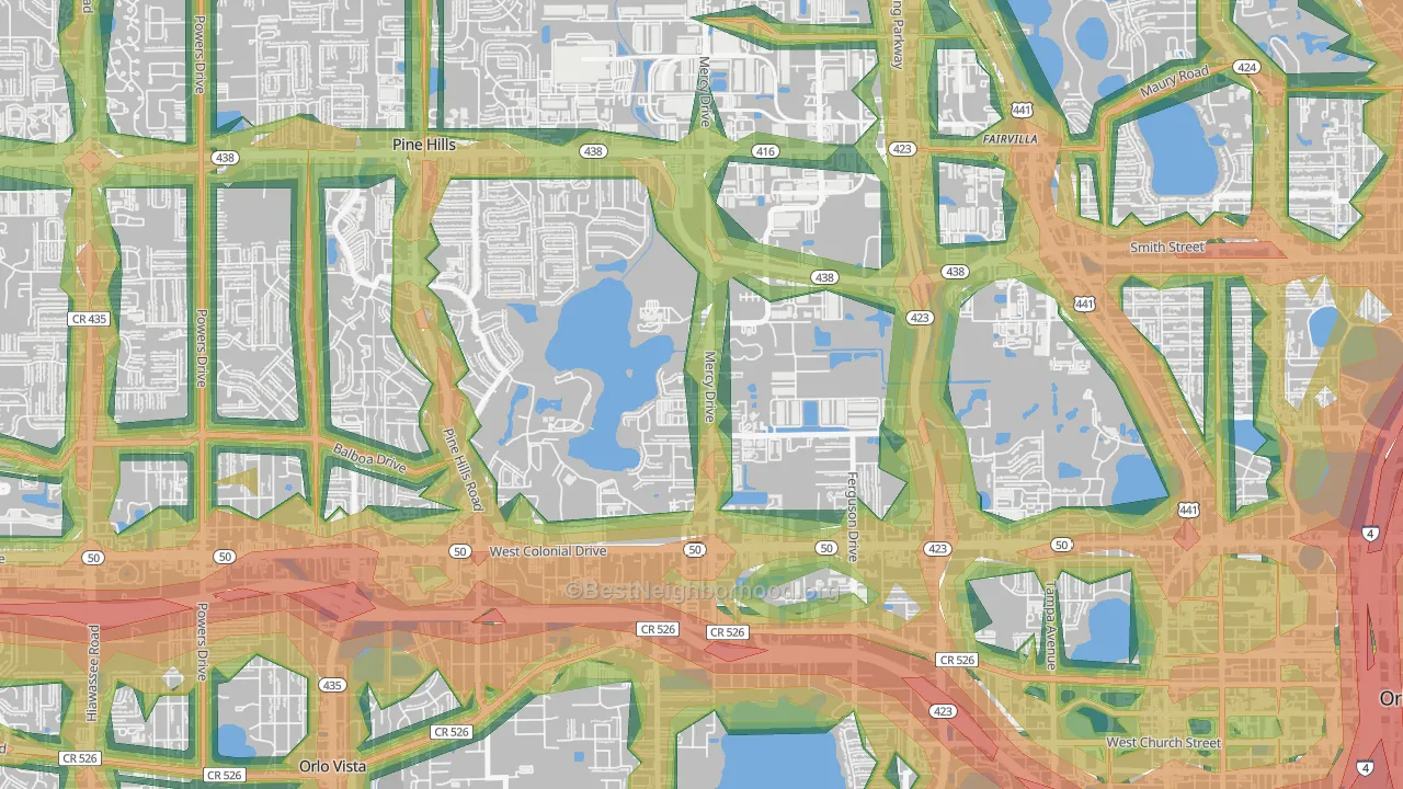 Mercy Drive, Orlando, FL Map of Noise Levels in Mercy Drive