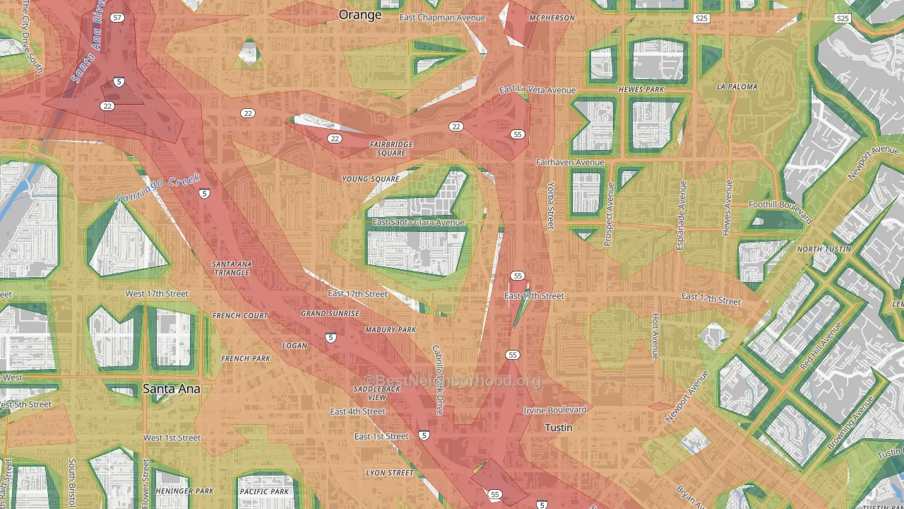 Meredith Parkwood, Santa Ana, CA Map of Noise Levels in Meredith Parkwood