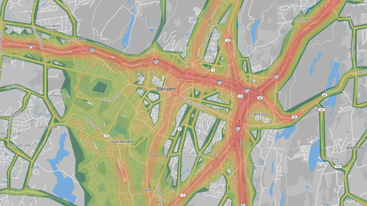 Meriden, CT Map of Noise Levels in Meriden