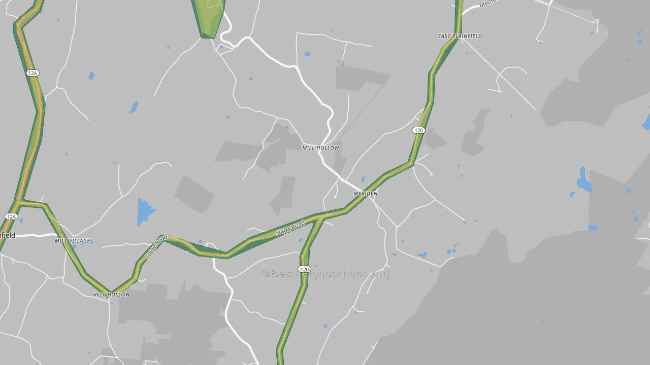 Meriden, NH Map of Noise Levels in Meriden