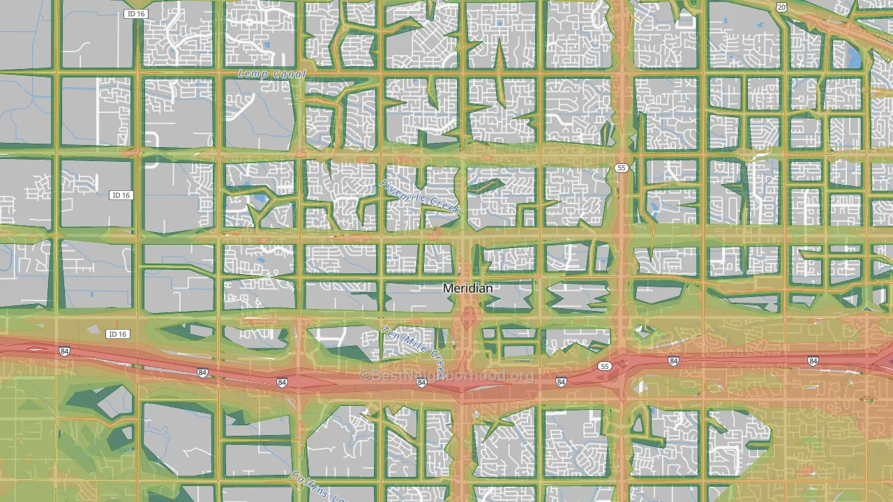 Meridian, ID Map of Noise Levels in Meridian