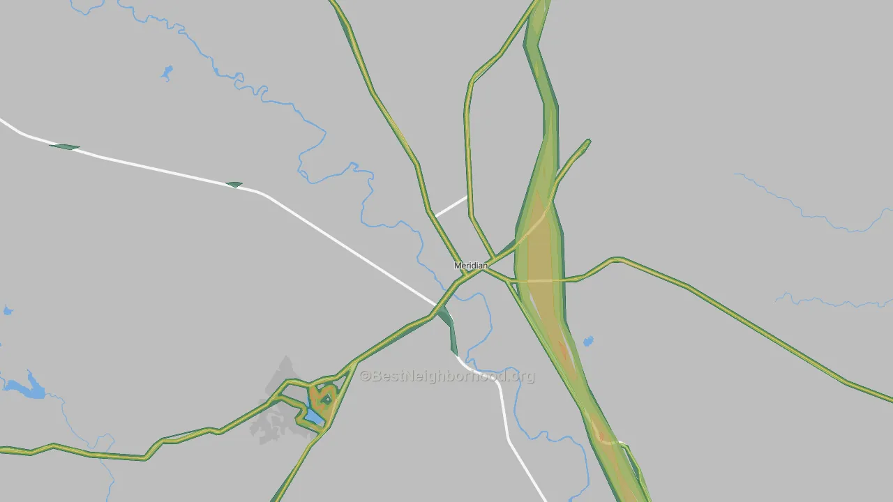 Meridian, TX Map of Noise Levels in Meridian