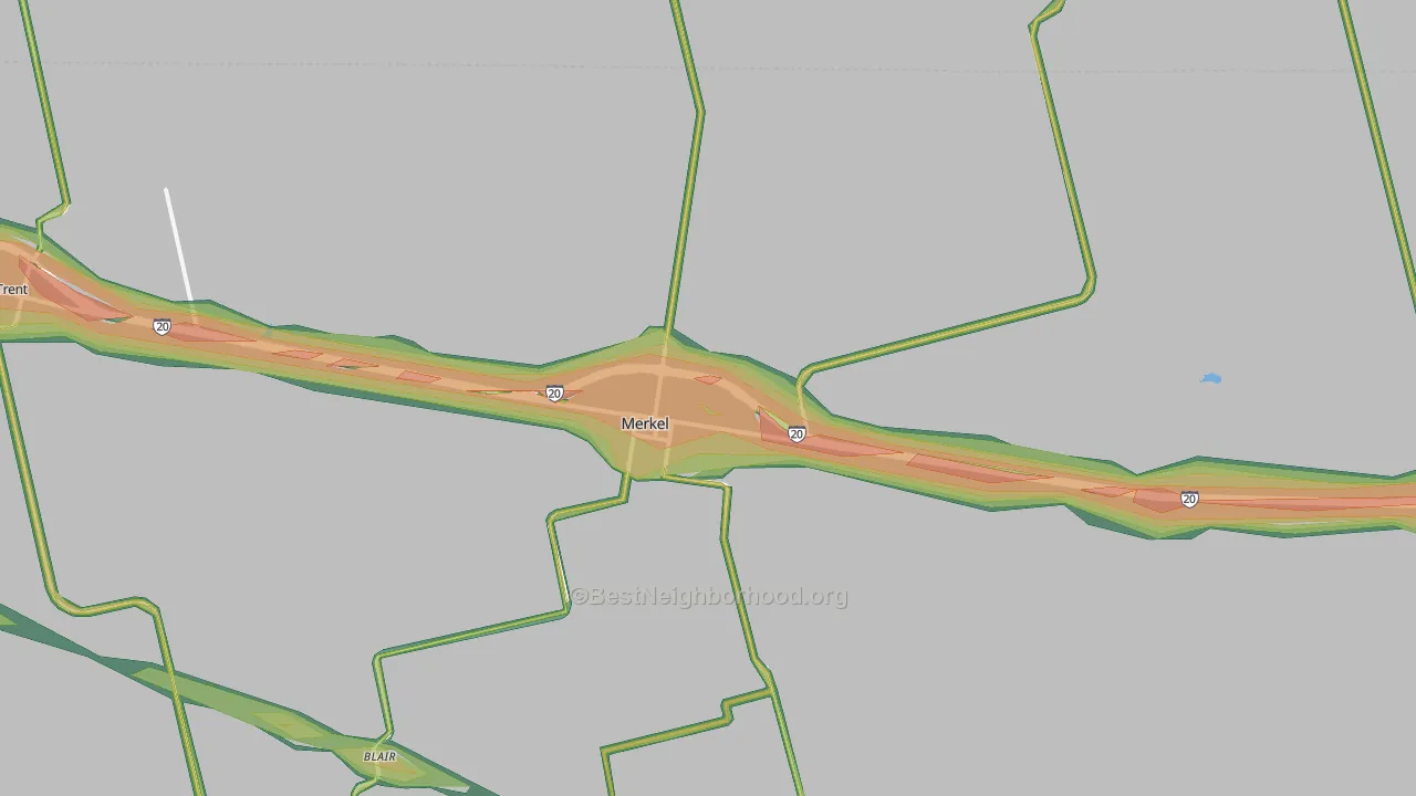 Merkel, TX Map of Noise Levels in Merkel