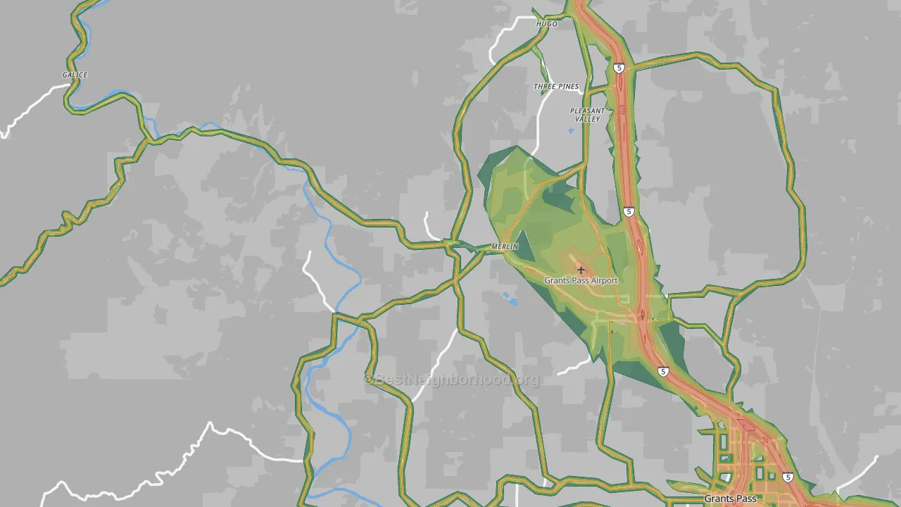Merlin, OR Map of Noise Levels in Merlin