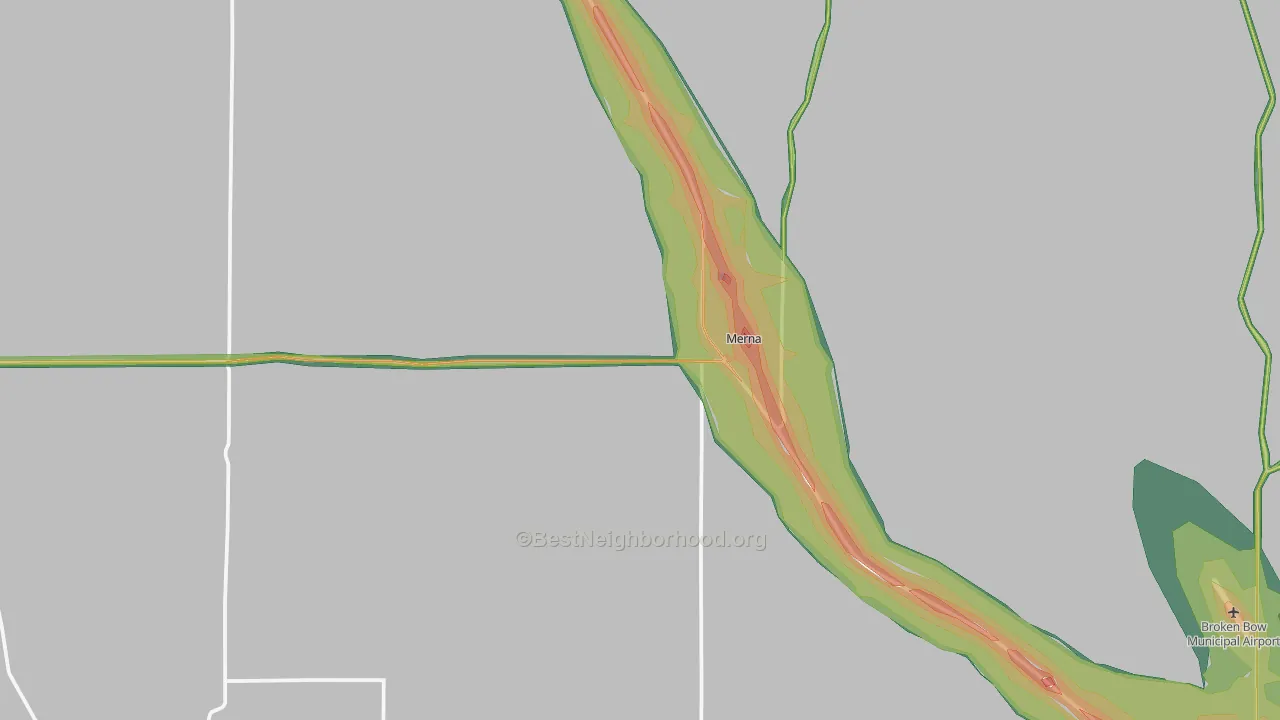 Merna, NE Map of Noise Levels in Merna