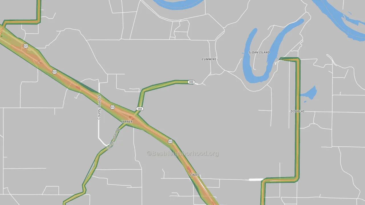 Meroney, AR Map of Noise Levels in Meroney