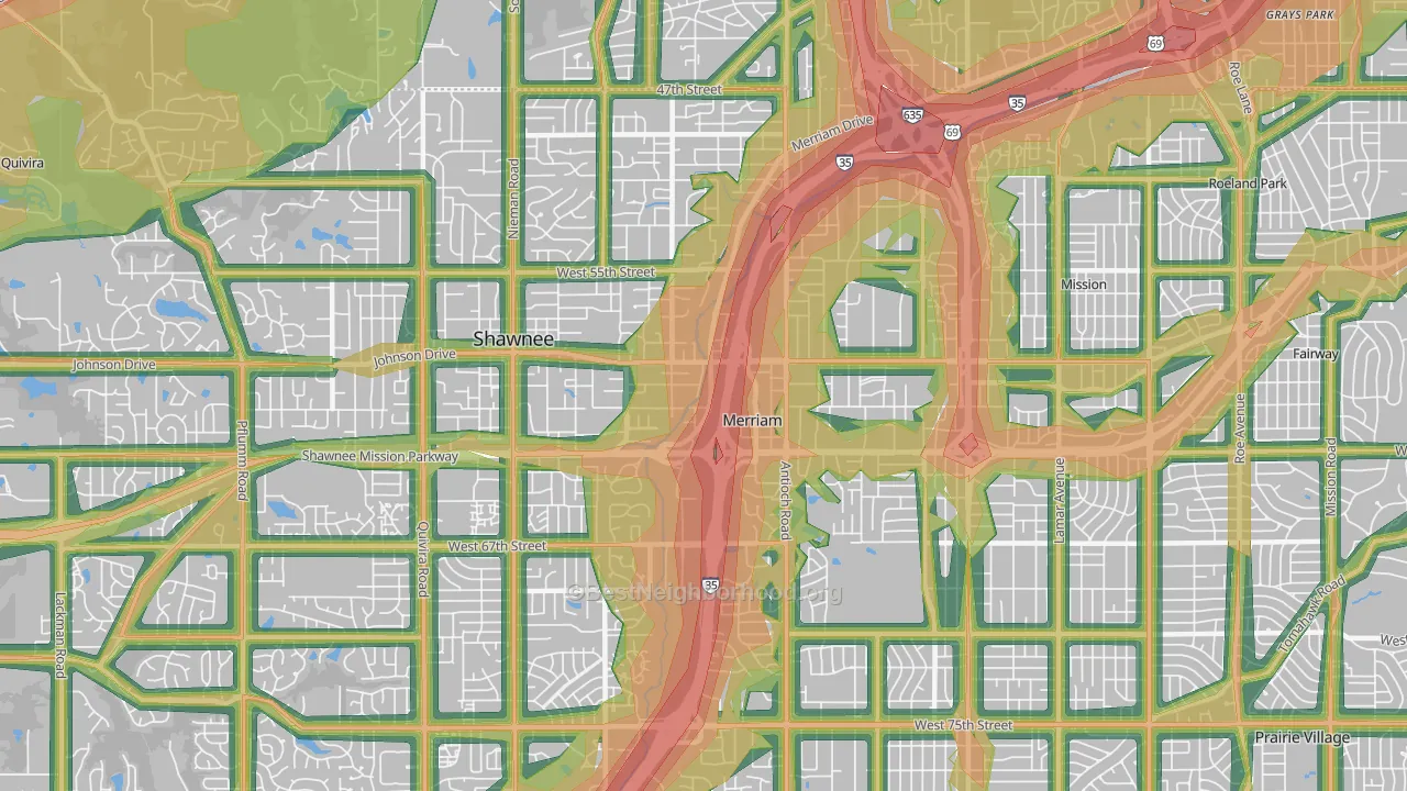 Merriam, KS Map of Noise Levels in Merriam