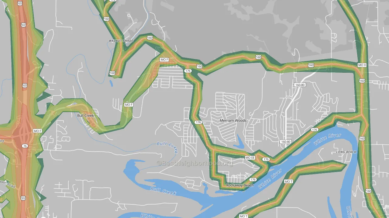 Merriam Woods, MO Map of Noise Levels in Merriam Woods