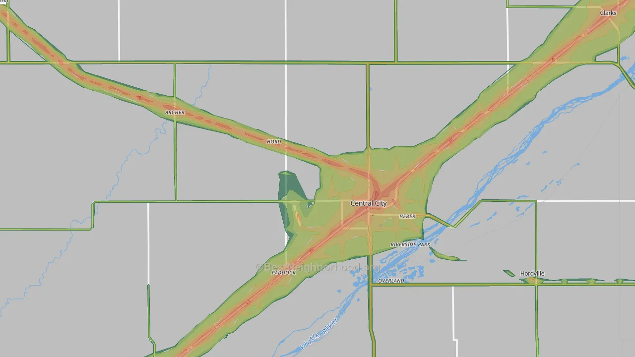 Merrick County, NE Map of Noise Levels in Merrick County
