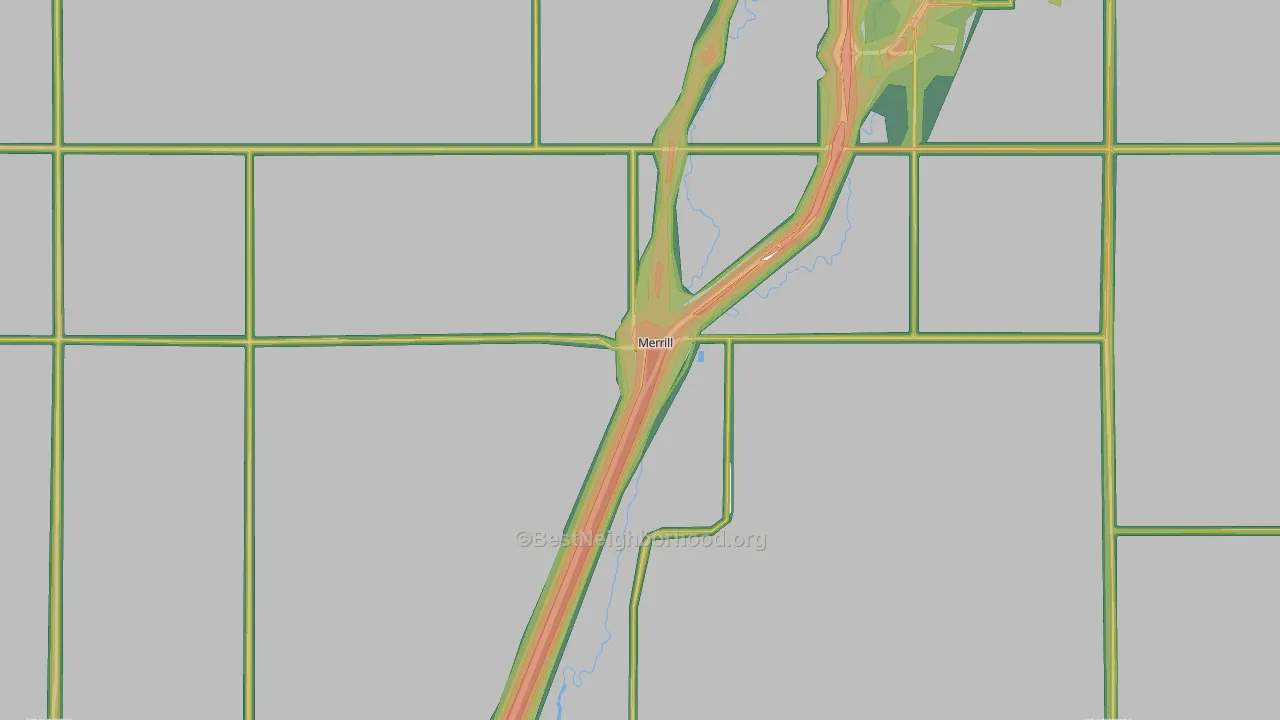 Merrill, IA Map of Noise Levels in Merrill