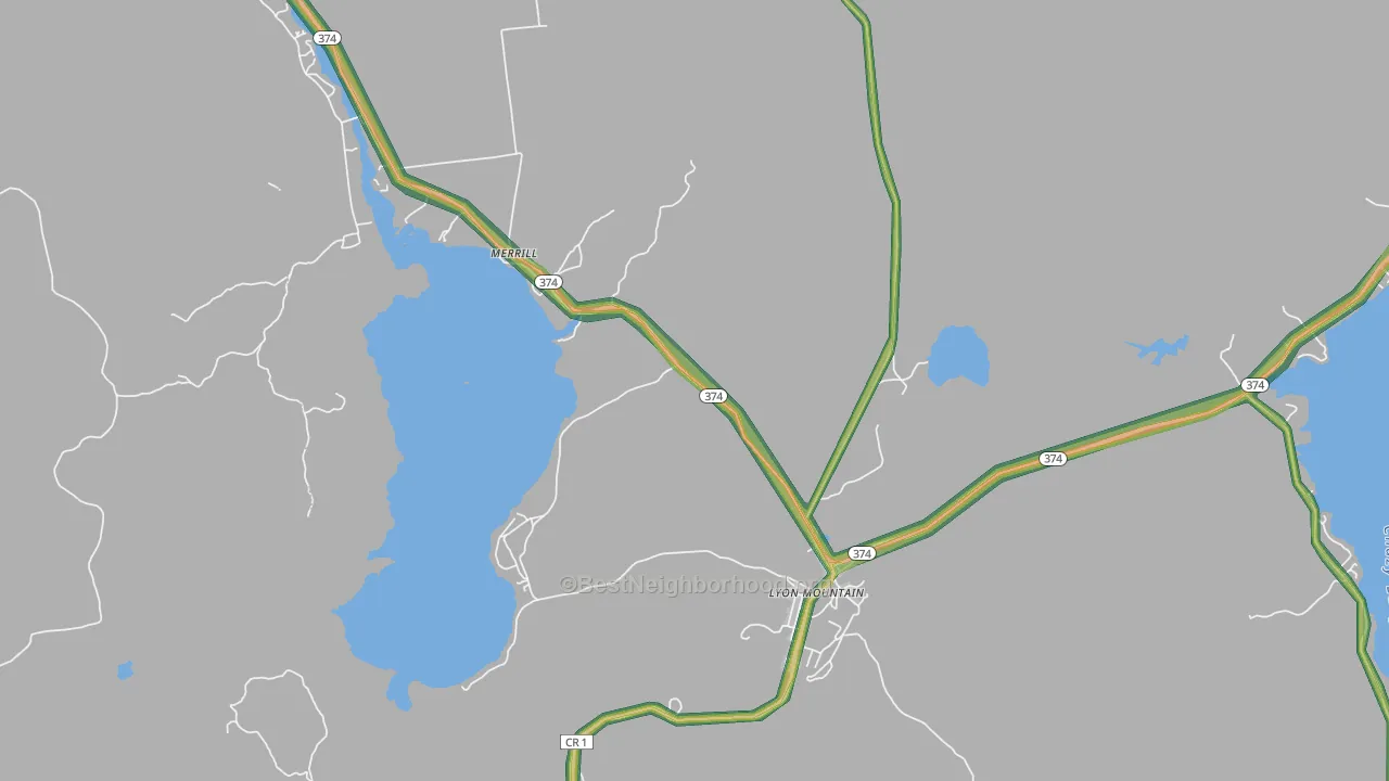Merrill, NY Map of Noise Levels in Merrill