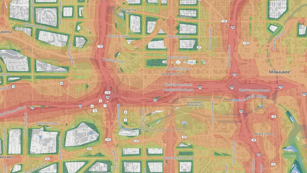Merrill Park, Milwaukee, WI Map of Noise Levels in Merrill Park