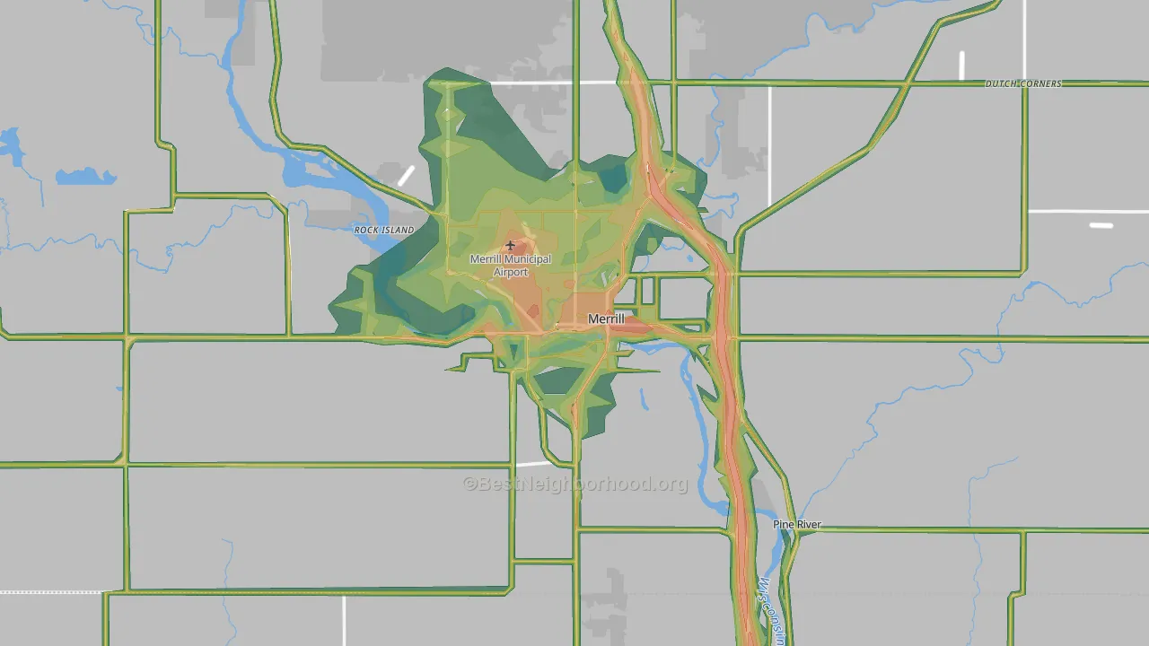 Merrill, WI Map of Noise Levels in Merrill