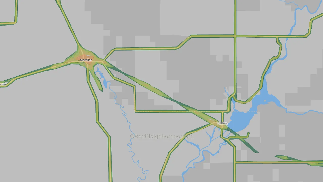 Merrillan, WI Map of Noise Levels in Merrillan