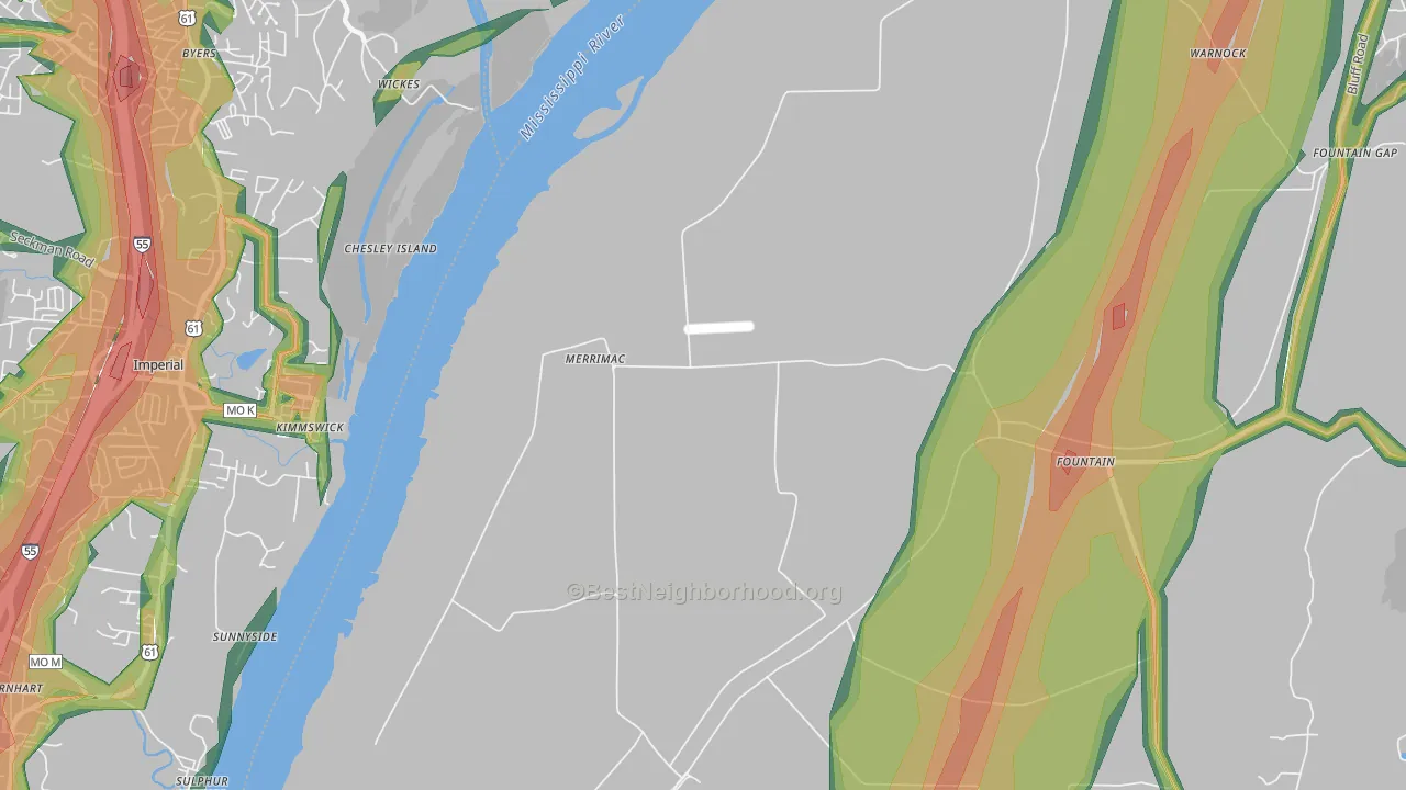 Merrimac, IL Map of Noise Levels in Merrimac