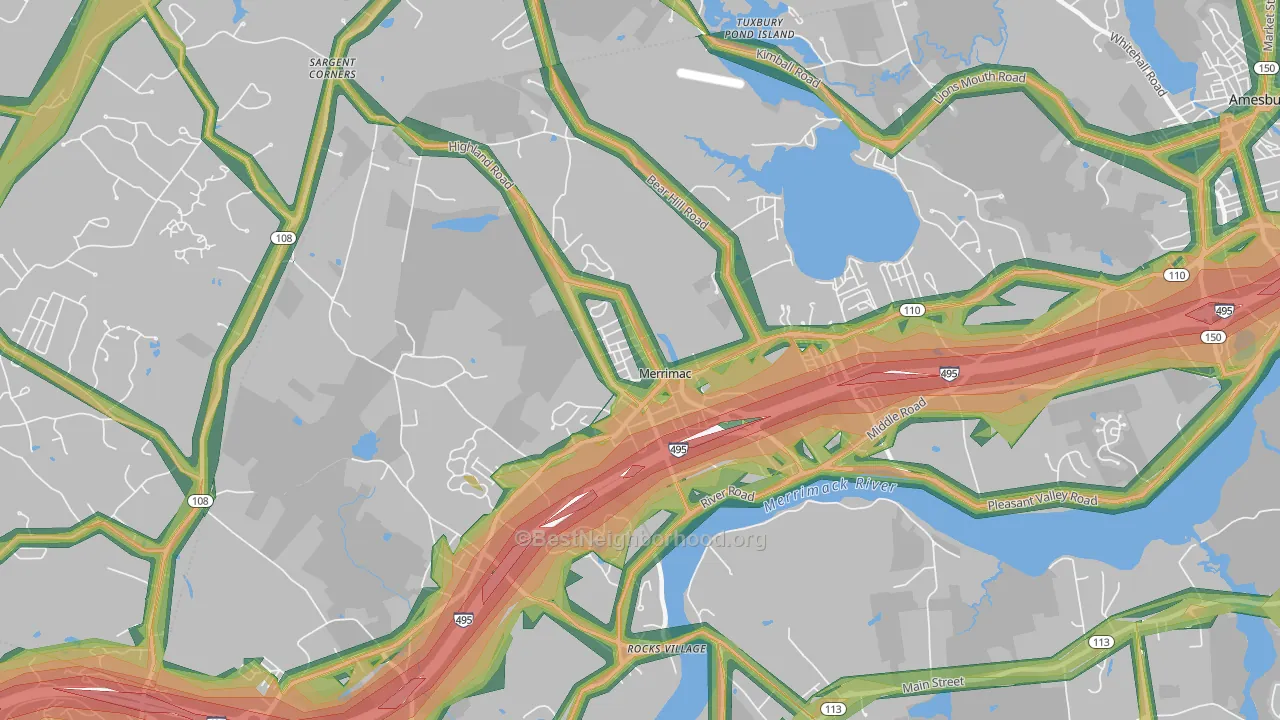 Merrimac, MA Map of Noise Levels in Merrimac