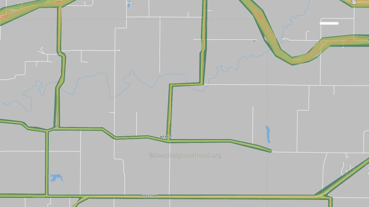 Merritt, IL Map of Noise Levels in Merritt