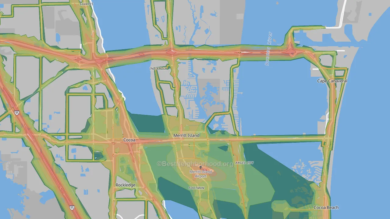 Merritt Island, FL Map of Noise Levels in Merritt Island