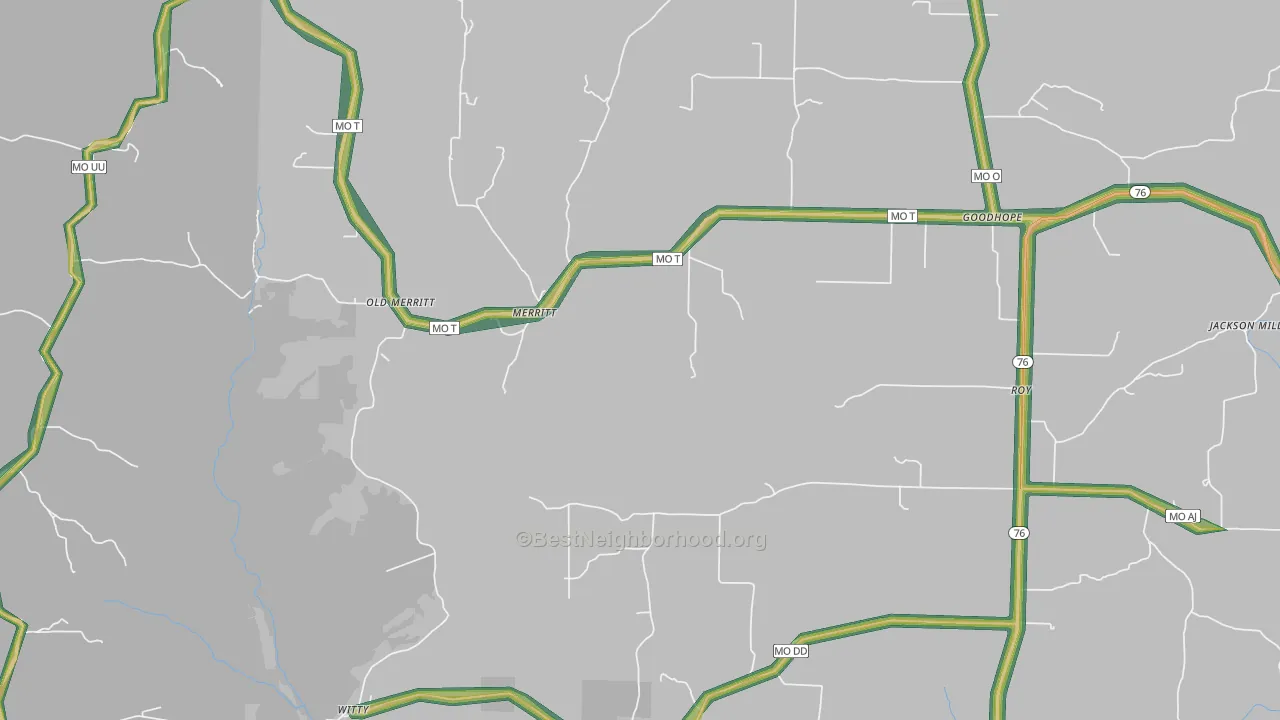 Merritt, MO Map of Noise Levels in Merritt