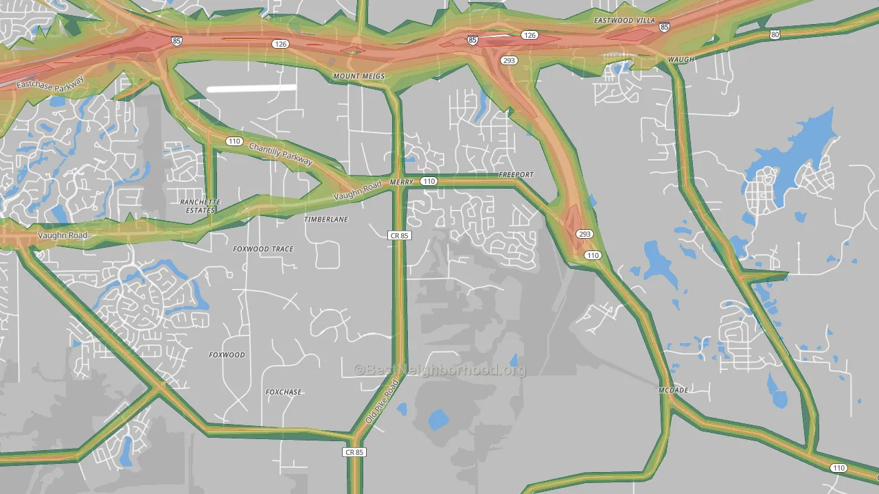Merry, AL Map of Noise Levels in Merry