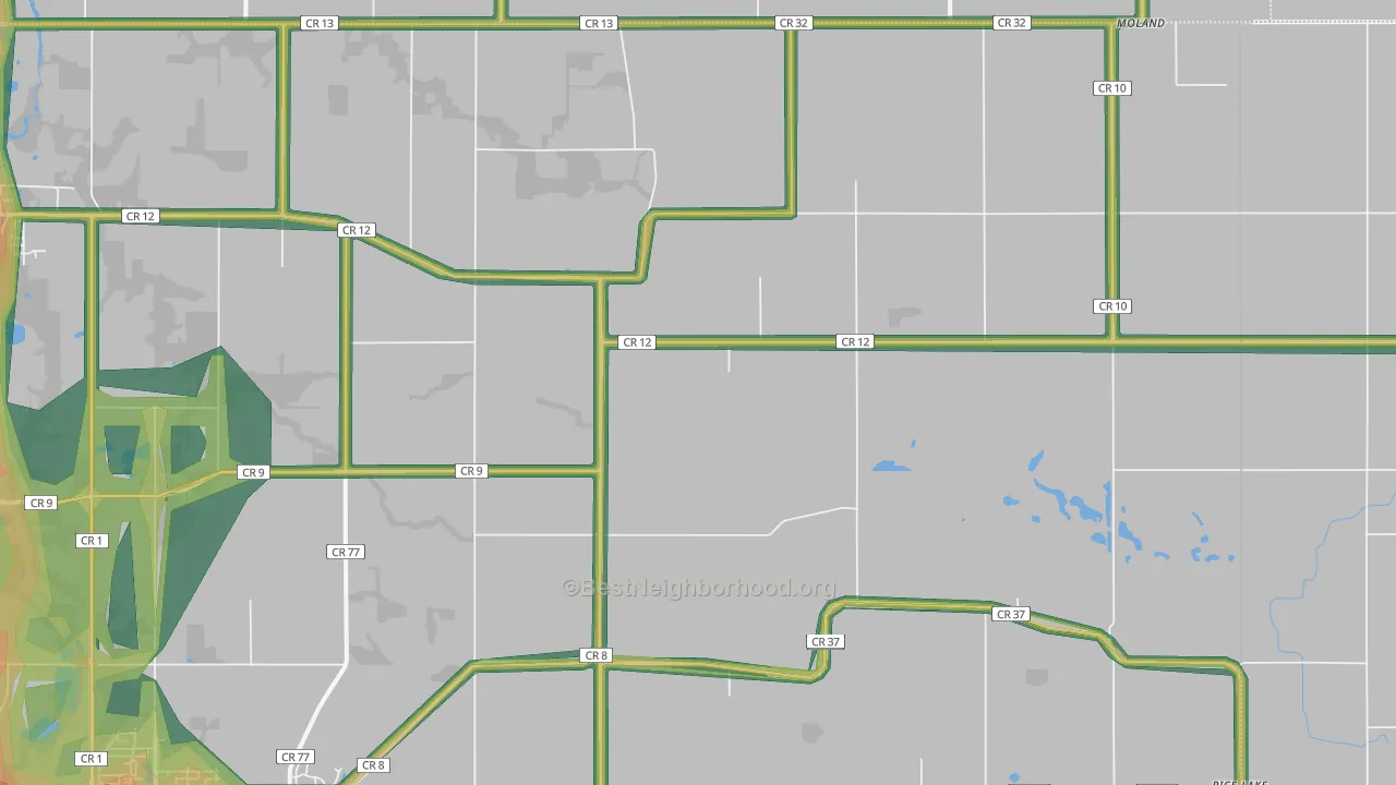Merton, MN Map of Noise Levels in Merton