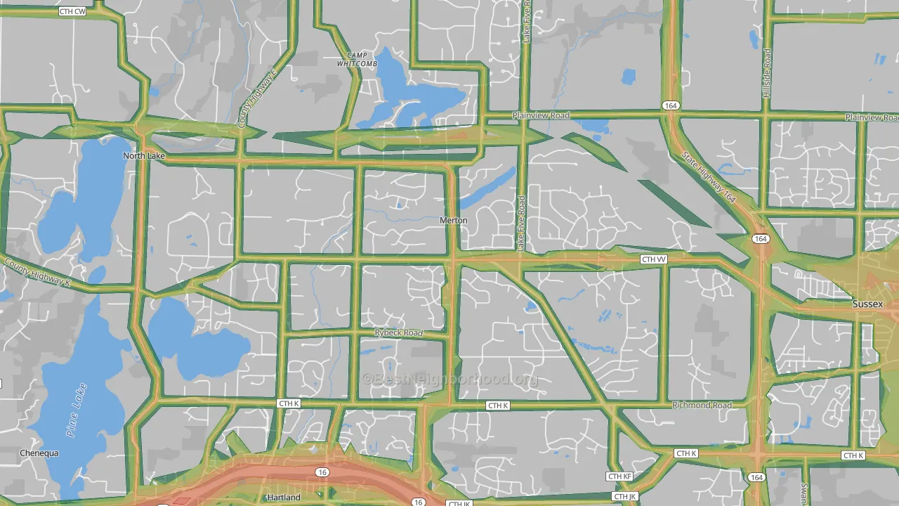 Merton, WI Map of Noise Levels in Merton