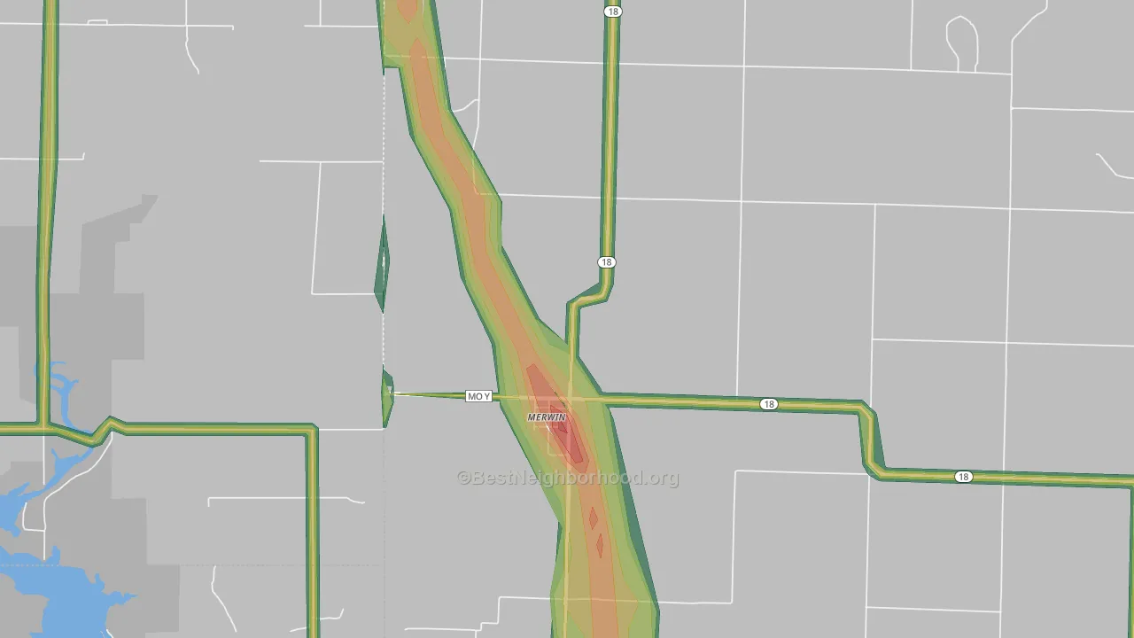 Merwin, MO Map of Noise Levels in Merwin