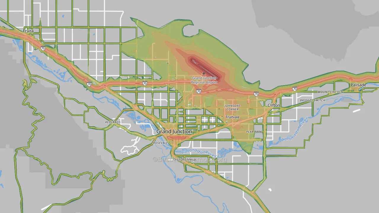 Mesa County, CO Map of Noise Levels in Mesa County