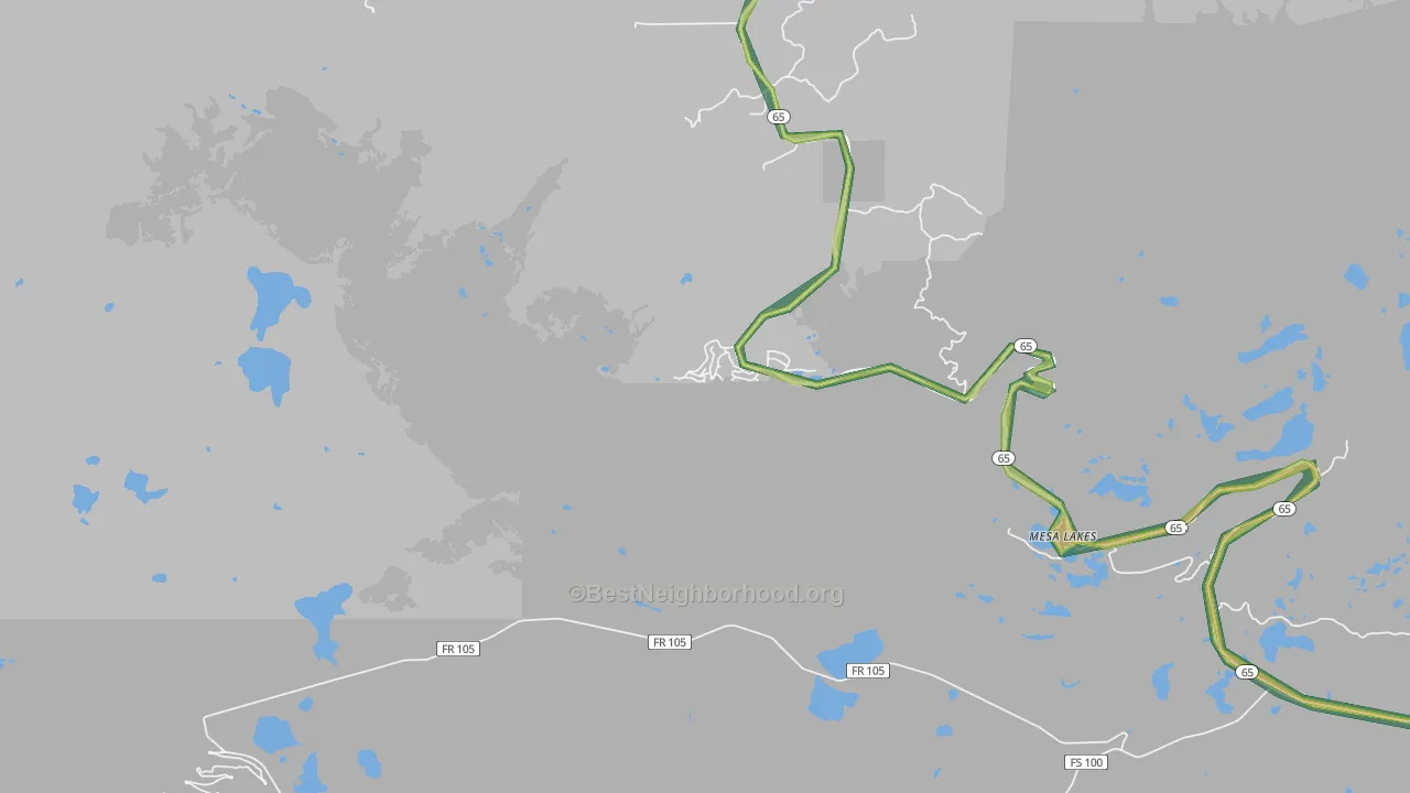 Mesa Lakes, CO Map of Noise Levels in Mesa Lakes