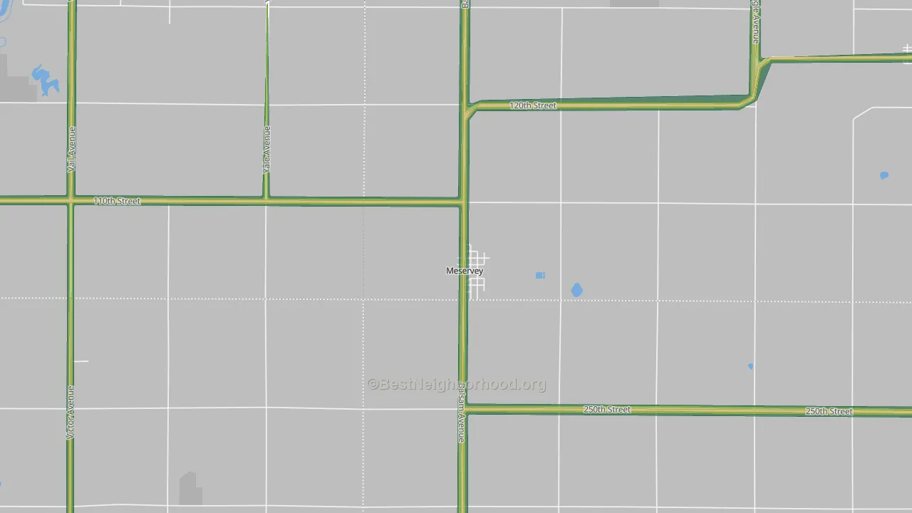 Meservey, IA Map of Noise Levels in Meservey
