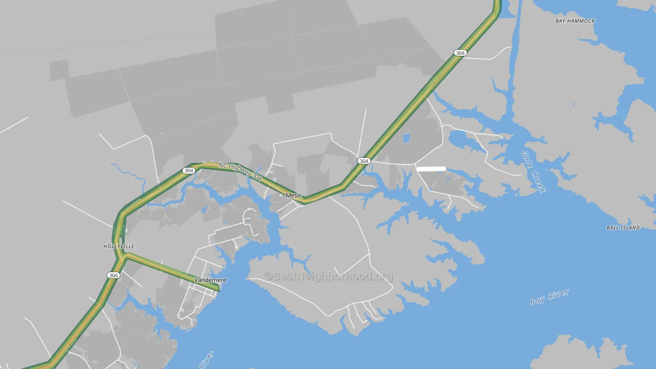 Mesic, NC Map of Noise Levels in Mesic