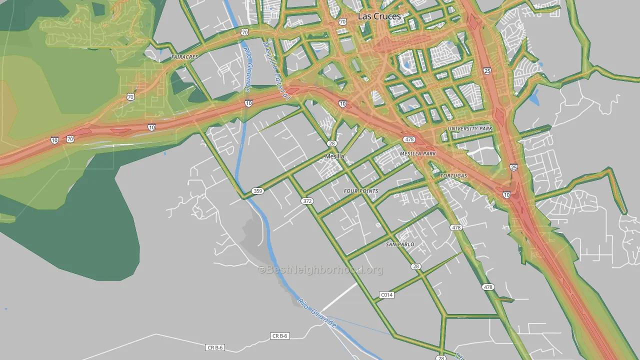 Mesilla, NM Map of Noise Levels in Mesilla