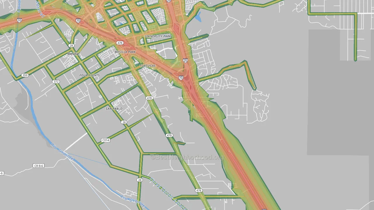 Mesilla Park, NM Map of Noise Levels in Mesilla Park