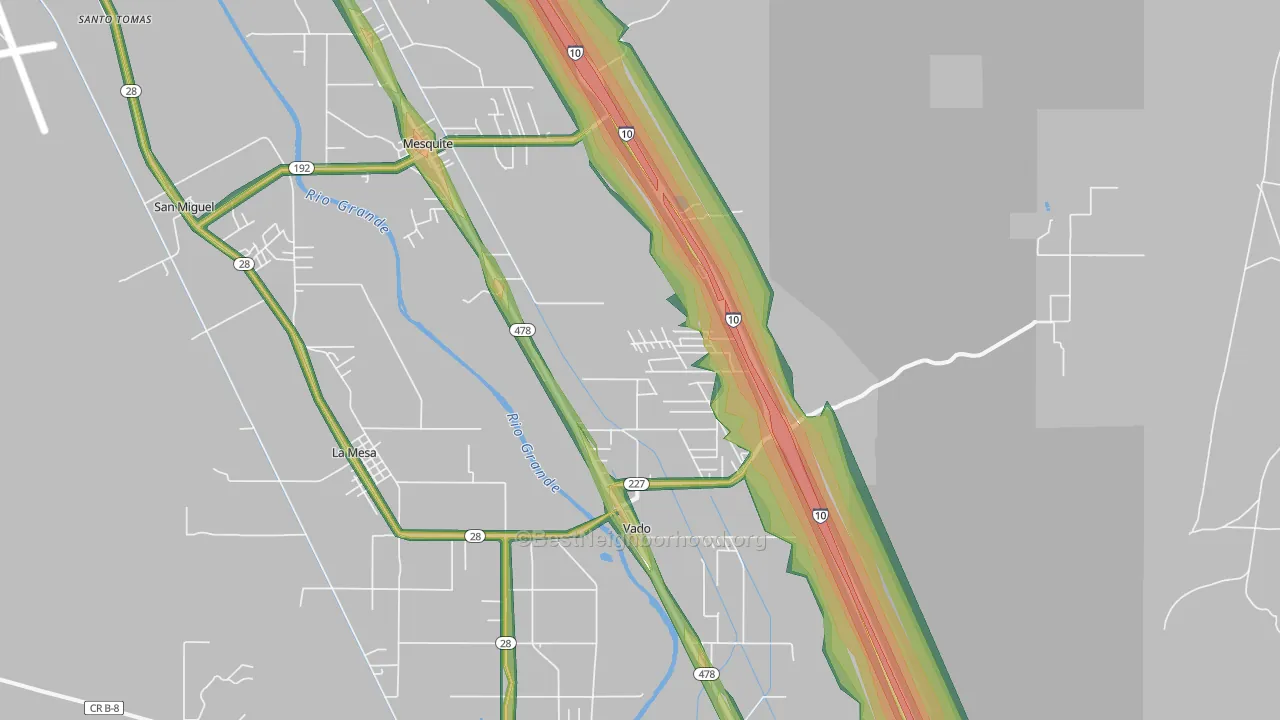 Mesquite, NM Map of Noise Levels in Mesquite