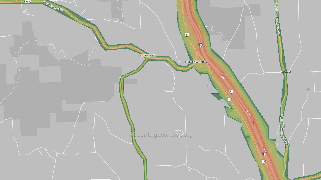 Messengerville, NY Map of Noise Levels in Messengerville