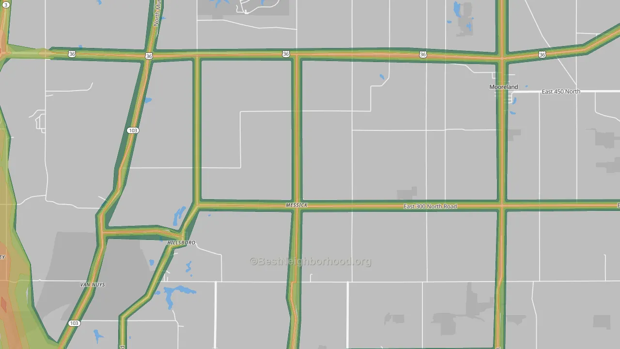 Messick, IN Map of Noise Levels in Messick