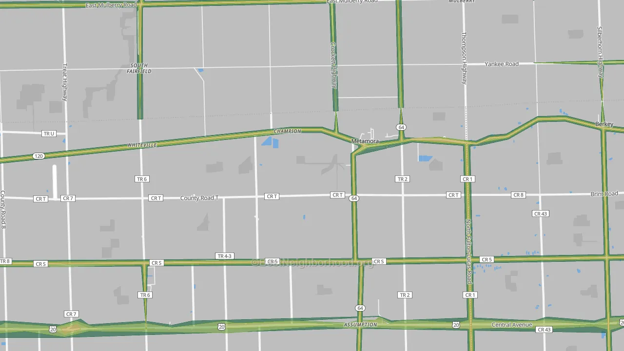 Metamora, OH Map of Noise Levels in Metamora