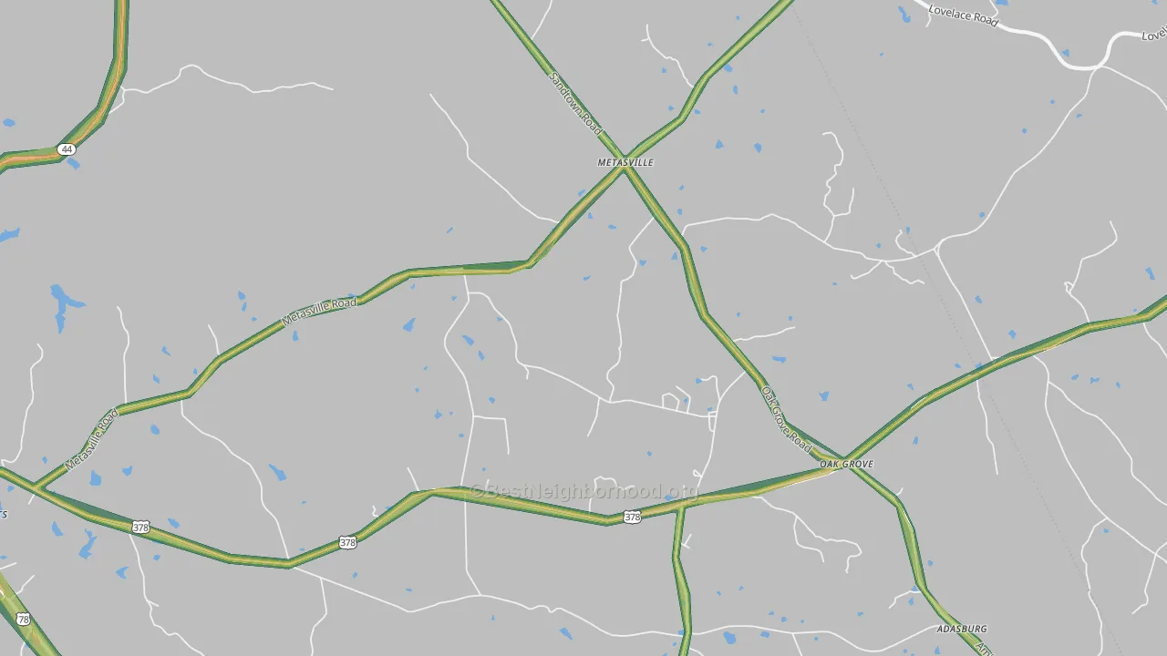 Metasville, GA Map of Noise Levels in Metasville
