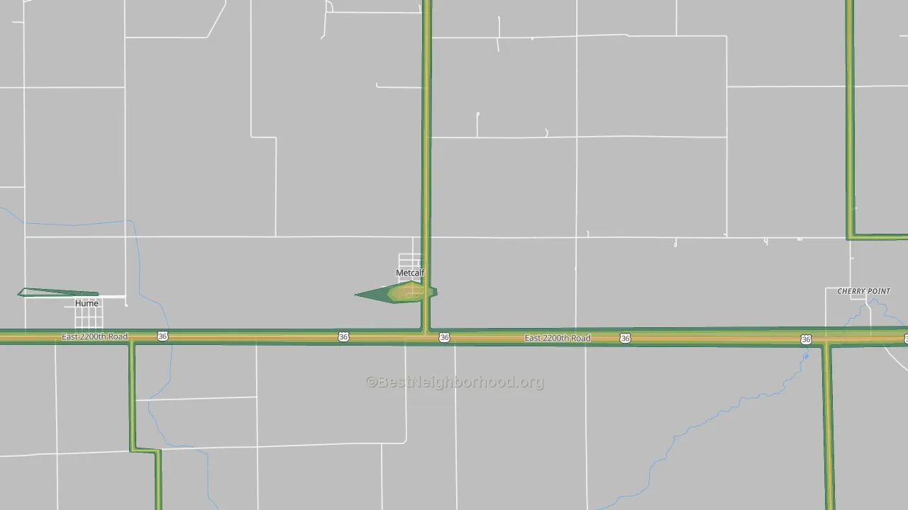 Metcalf, IL Map of Noise Levels in Metcalf