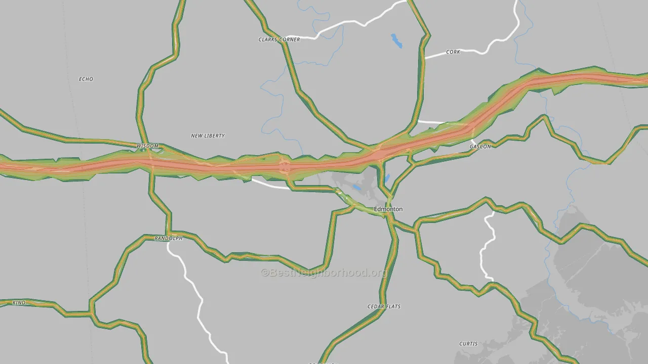 Metcalfe County, KY Map of Noise Levels in Metcalfe County