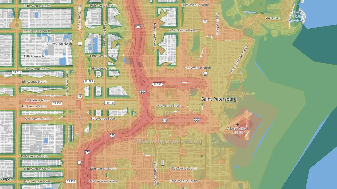Methodist Town, St. Petersburg, FL Map of Noise Levels in Methodist Town
