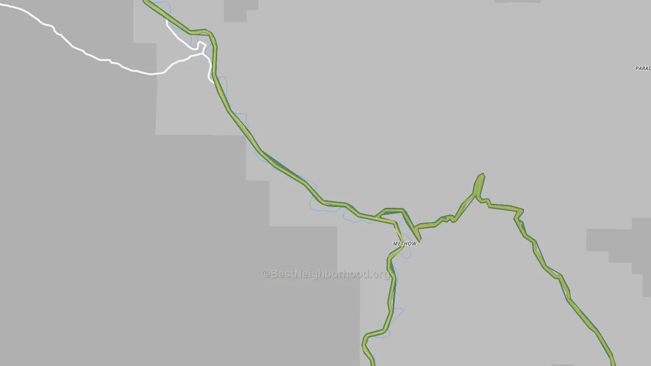 Methow, WA Map of Noise Levels in Methow