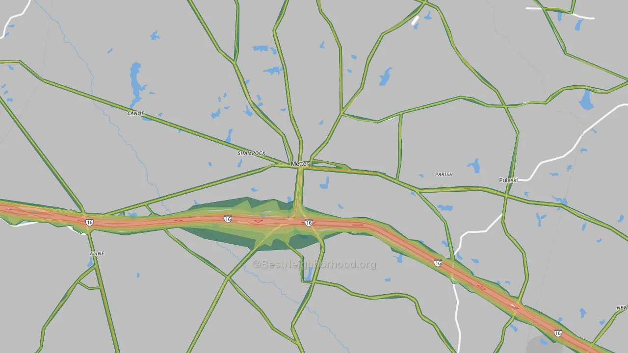 Metter, GA Map of Noise Levels in Metter