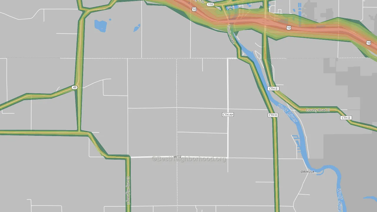 Metz, WI Map of Noise Levels in Metz