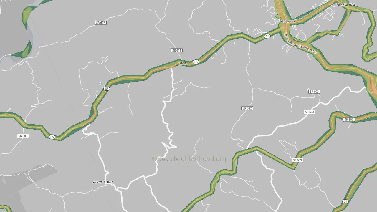 Mew, VA Map of Noise Levels in Mew