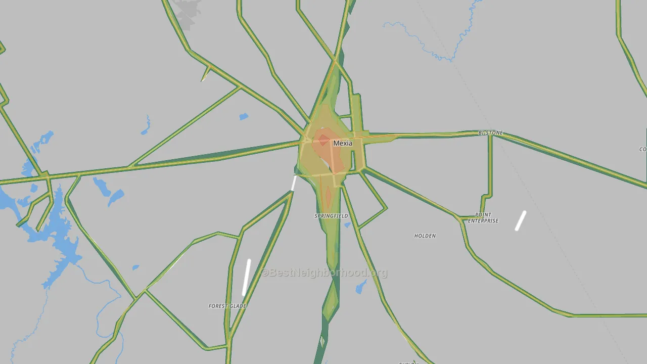 Mexia, TX Map of Noise Levels in Mexia